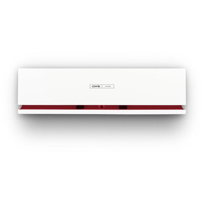 Un pannello frontale CWS bianco e rettangolare per diffusore di fragranze Air Bar con design moderno, un accento rosso alla base e un'etichetta "CWS Hygiene" al centro.