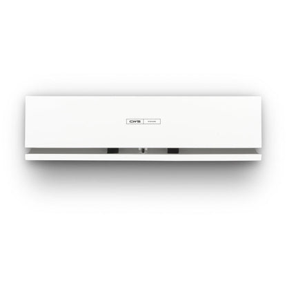 Il pannello frontale CWS per diffusore di fragranze Air Bar è un pannello da parete semplice, bianco e rettangolare con un piccolo logo CWS al centro e un'apertura visibile per l'aria nella parte inferiore, che riflette un design moderno.