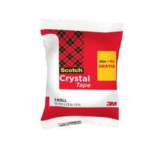 Scotch® Crystal Klebeband von 3M Deutschland GmbH, 19 mm x 25 m, 1 Rolle mit extra 8 m GRATIS - transparentes Klebeband im rot-weißen Design.