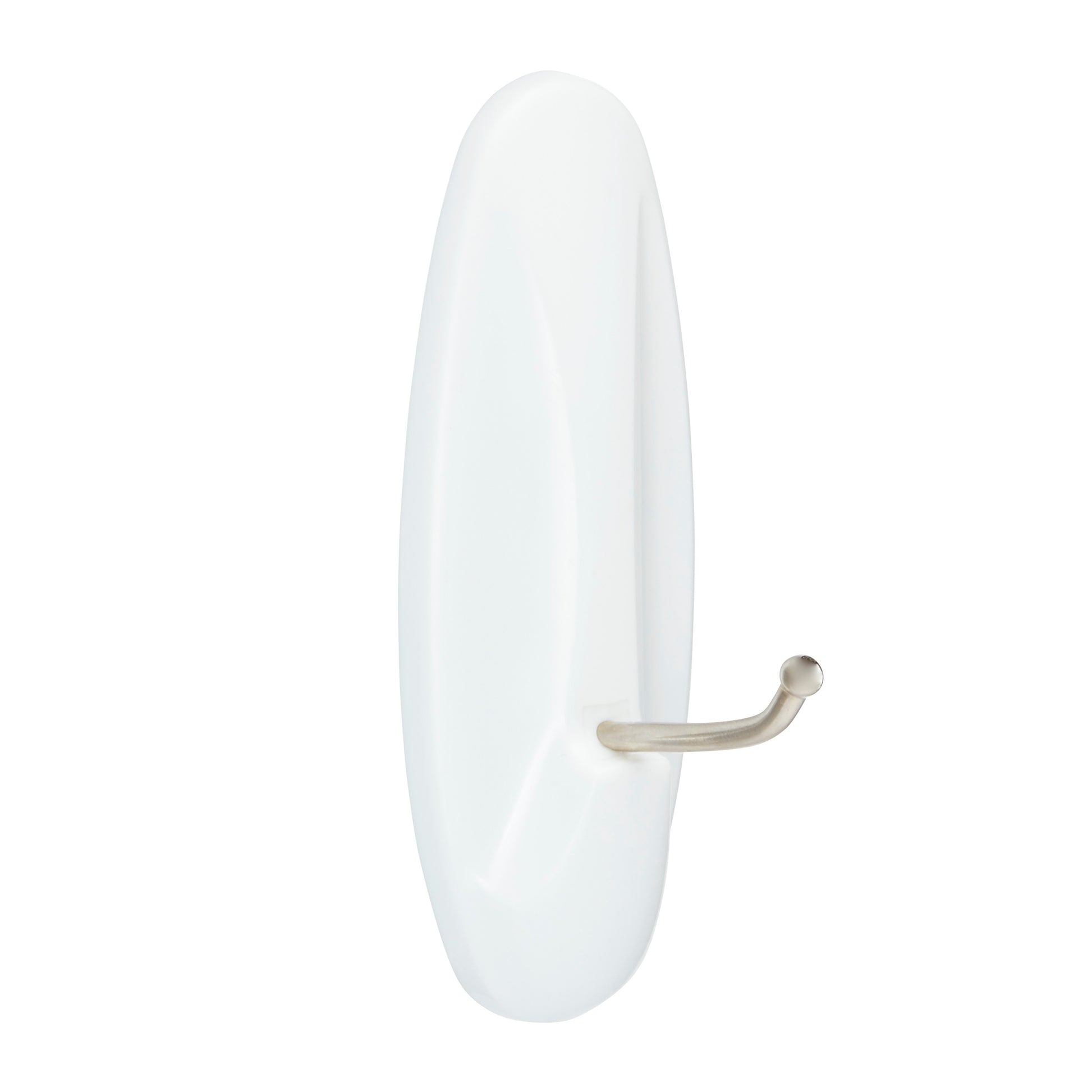 Der 3M Deutschland GmbH Command™ Large Drahthaken, 17069 (Packung mit 1 Stück), hat einen weißen ovalen Kunststoffsockel mit einem Metallhaken, der auf einem schlichten weißen Hintergrund abgebildet ist.