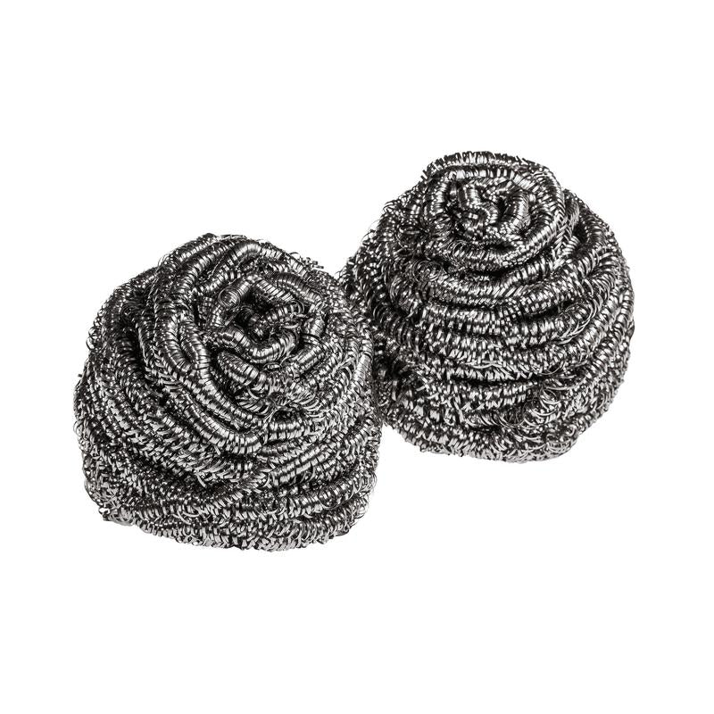 Tre spirali in acciaio inossidabile Scotch-Brite® di 3M Deutschland GmbH sono disposte l'una accanto all'altra su sfondo bianco - ideali per la pulizia approfondita di pentole e superfici, la confezione contiene 3 pezzi.