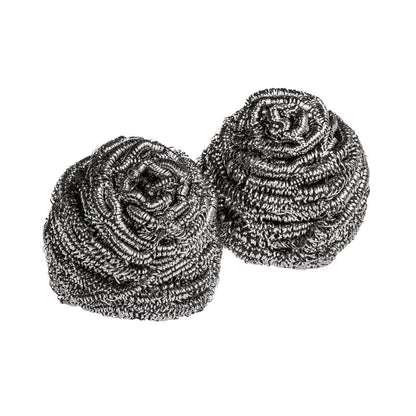 Tre spirali in acciaio inossidabile Scotch-Brite® di 3M Deutschland GmbH sono disposte l'una accanto all'altra su sfondo bianco - ideali per la pulizia approfondita di pentole e superfici, la confezione contiene 3 pezzi.