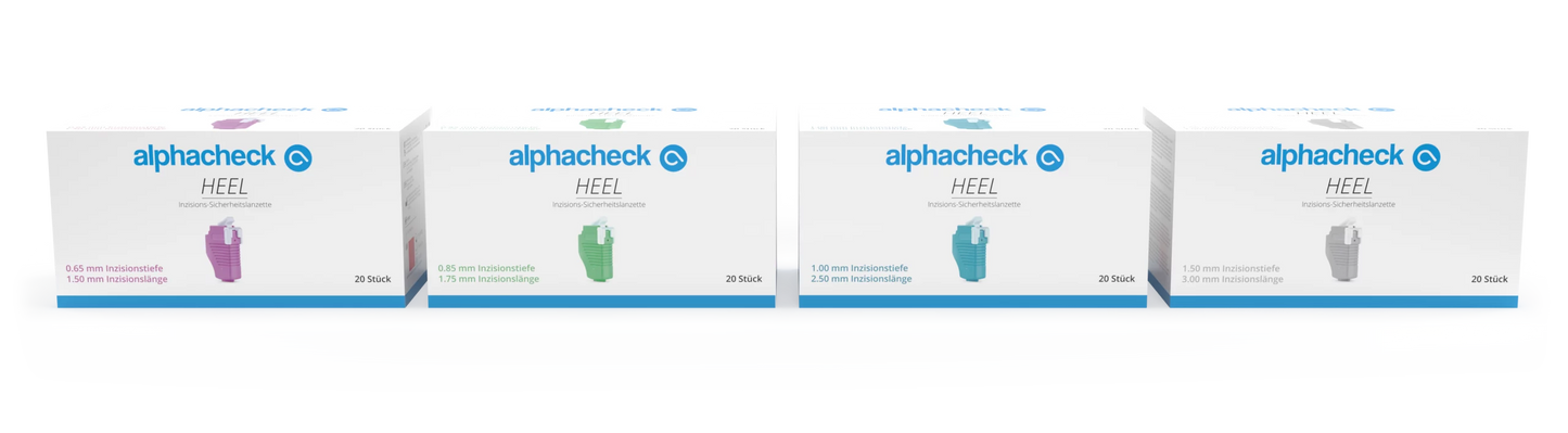 Lancetta di sicurezza per incisione sul tallone Alphacheck