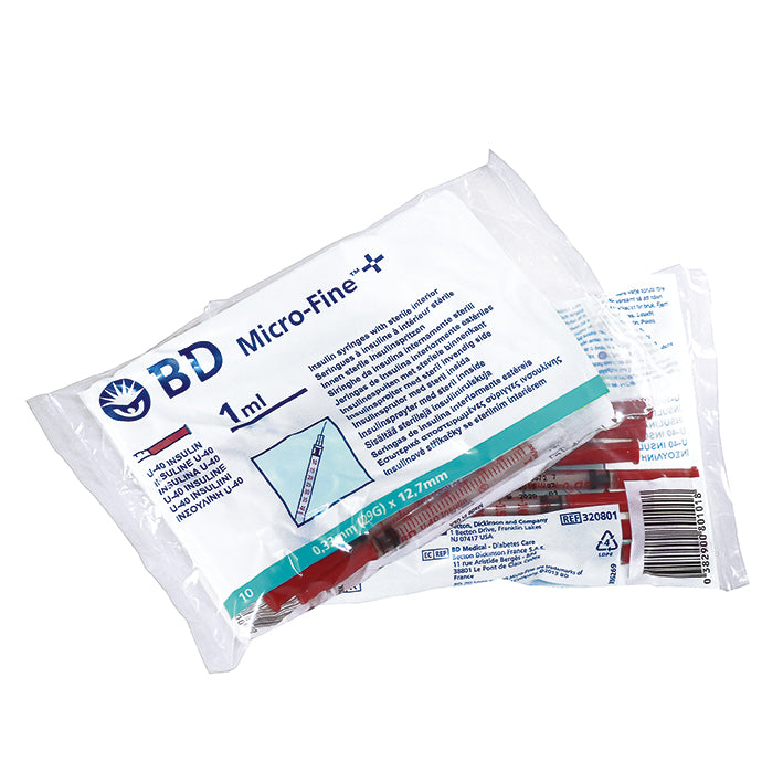 Siringa da insulina Micro-Fine Plus U40 con cannula, 1 ml, 0,33 x 12,7 mm | Confezione (100 pezzi)