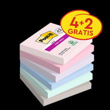 Post-it® Super Sticky Notes, Collezione Soulful, 76 mm x 76 mm, Promozione, 90 fogli/blocco, 4 blocchi + 2 omaggio/confezione, 100% PEFC, SGSCH-PEFC-COC-110078 | Confezione (6 pezzi)