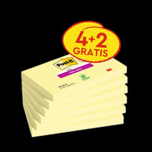Post-it® Super Sticky Notes, giallo, 76 mm x 127 mm, promozione, 90 fogli/blocco, 4 blocchi + 2 omaggio/confezione, 100% PEFC, SGSCH-PEFC-COC-110078 | Confezione (6 pezzi)