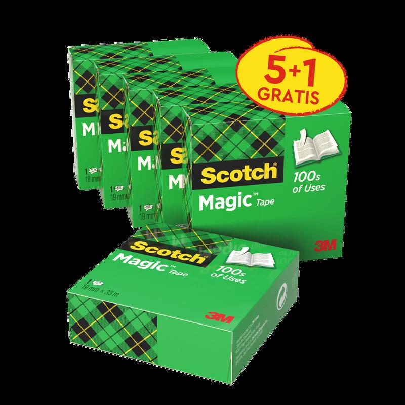 Confezione risparmio nastro invisibile Scotch® Magic™ 6 rotoli 19 mm x 33 m | Confezione (6 rotoli)