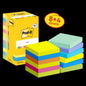 Post-it® Note, Collezione Energetic, 76 mm x 76 mm, Promozione, 90 fogli/blocco, 8 blocchi + 4 omaggio/confezione, confezione in cartone, 100% PEFC, SGSCH-PEFC-COC-110078 | Confezione (12 pezzi)