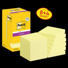 Post-it® Super Sticky Notes, giallo, 76 mm x 76 mm, promozione, 90 fogli/blocco, 8 blocchi + 4 omaggio/confezione, confezione in cartone, 100% PEFC, SGSCH-PEFC-COC-110078 | Confezione (12 pezzi)