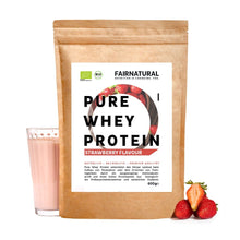 Proteine del siero di latte bio in polvere alla fragola